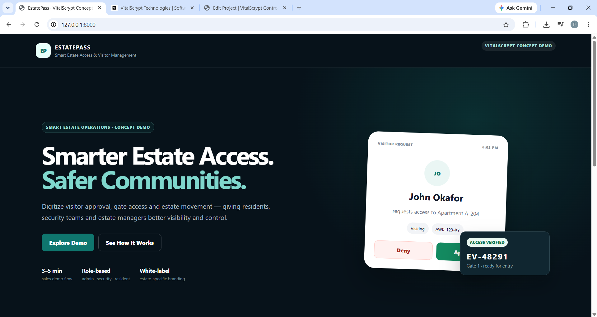 EstatePass — Smart Estate Access & Visitor Management project screenshot